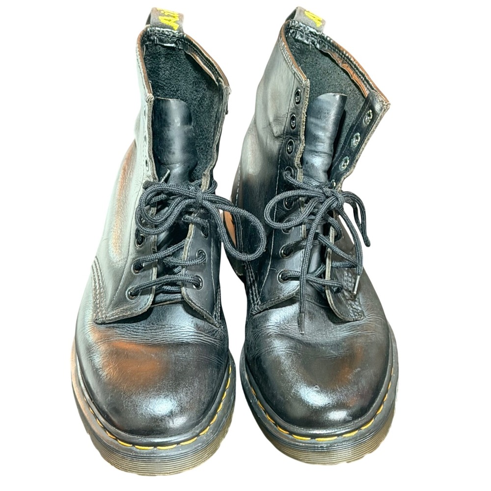 Dr. Martens 1460 Combat Boots Black Leather Made in England Vintage Punk 8-eye